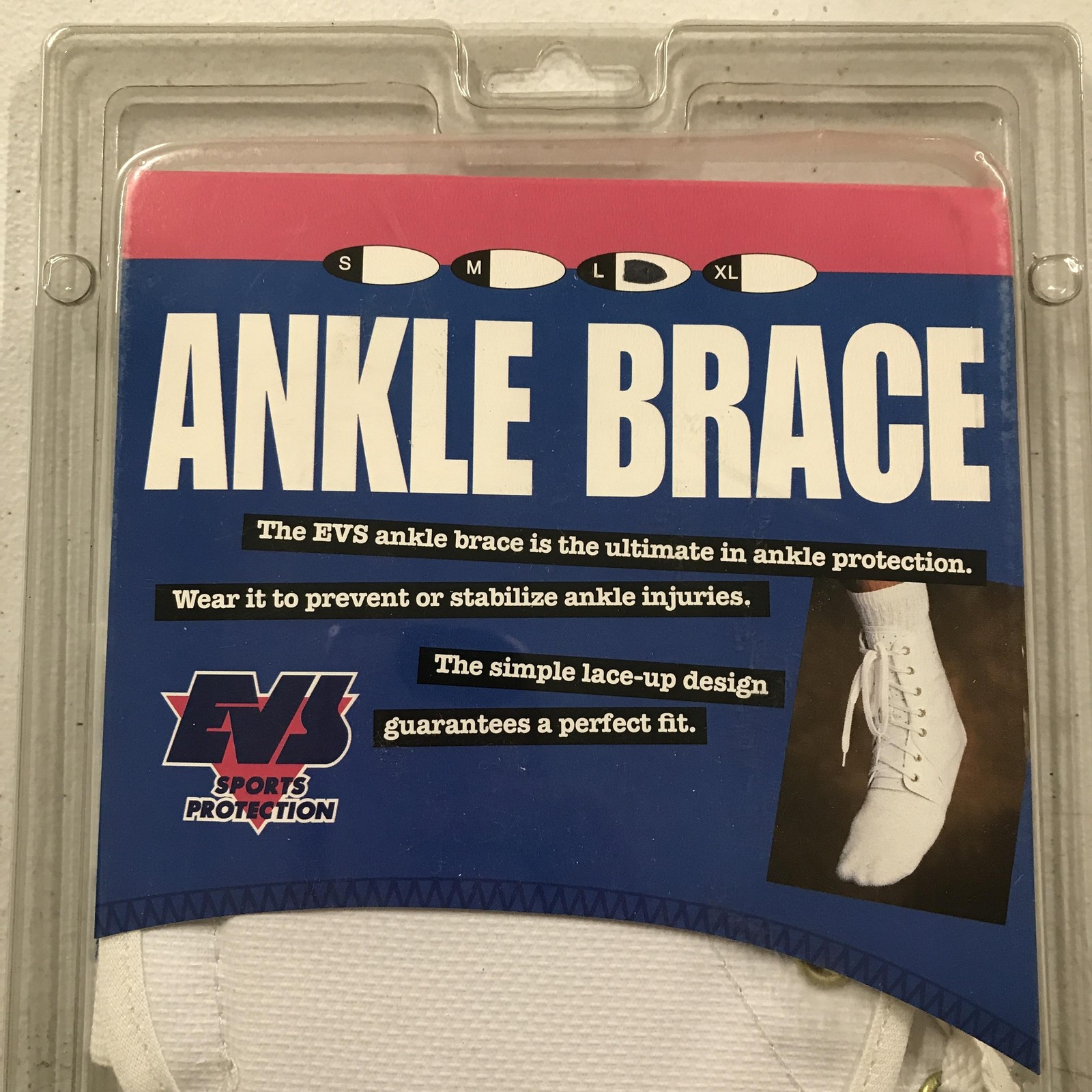 Vintage EVS Sports Protection Ankle Brace Large White Lace Up Stabilizing