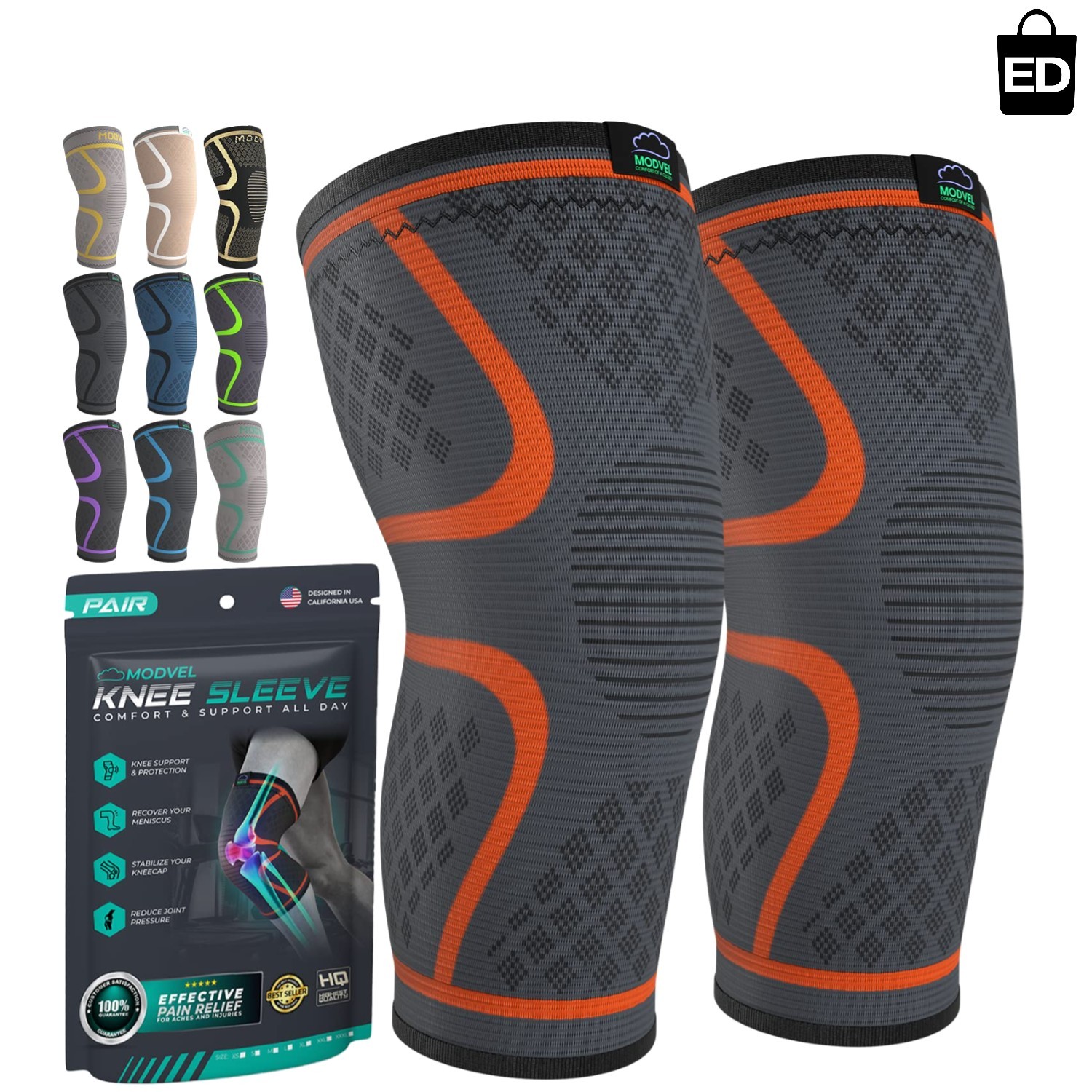 Men & Women’s Compression Knee Sleeves – 2-Pack for Joint Pain & Injury Support