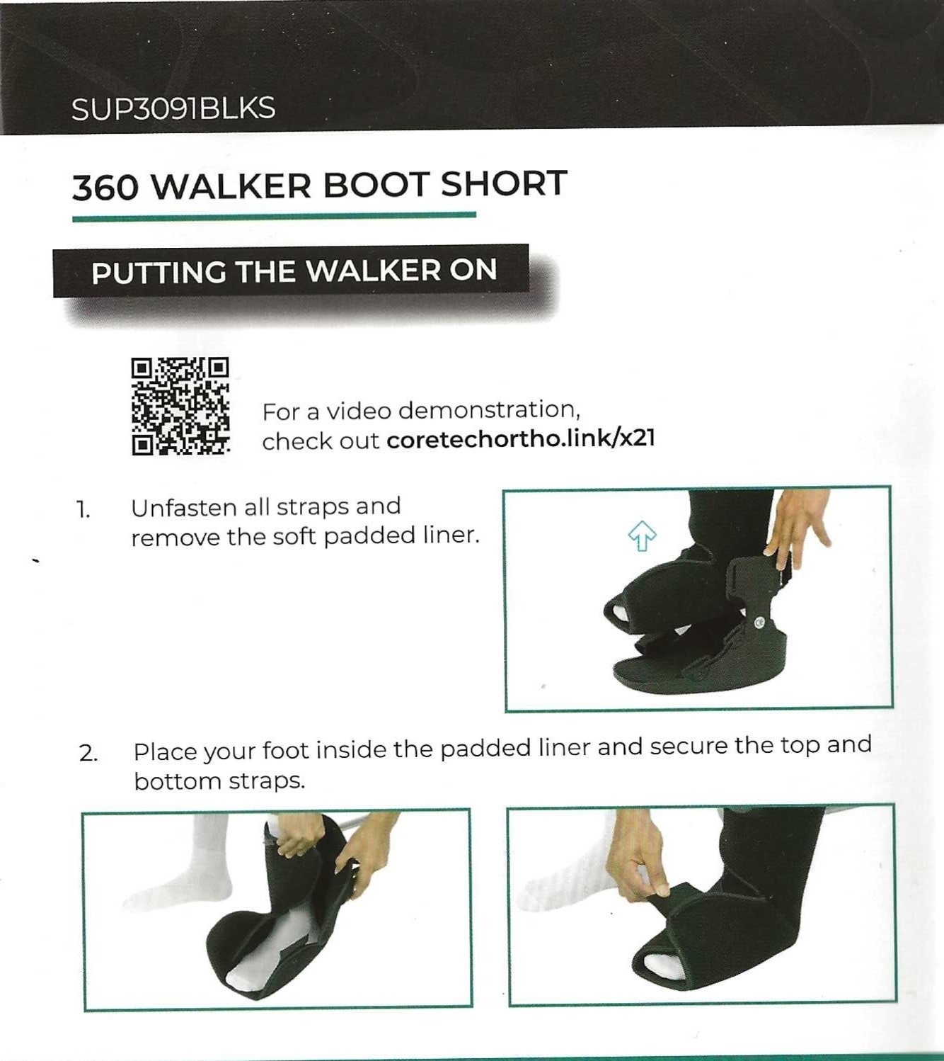 Coretech Walker Boot 360 Walker Short Size MEDIUM with Manual – worn twice (578)