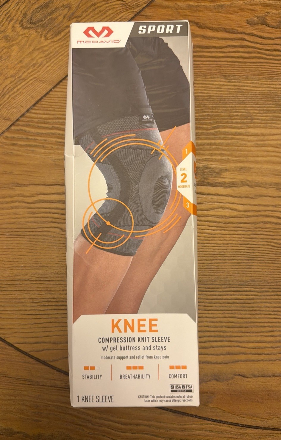McDavid Sport Knee Knit Sleeve with Gel Buttress and Stays, Gray, S/M *see Discr