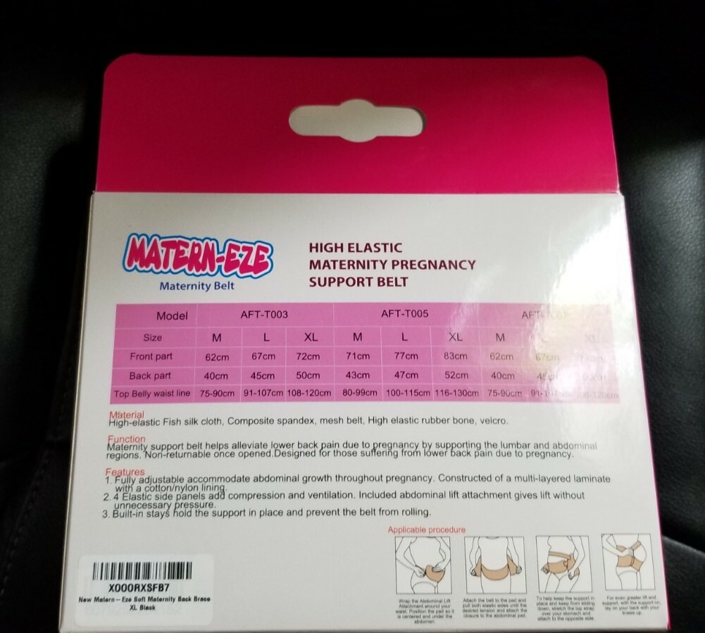 Matern-Eze Pregnancy Maternity Support Back Brace Belly Belt Elastic Xtra Large