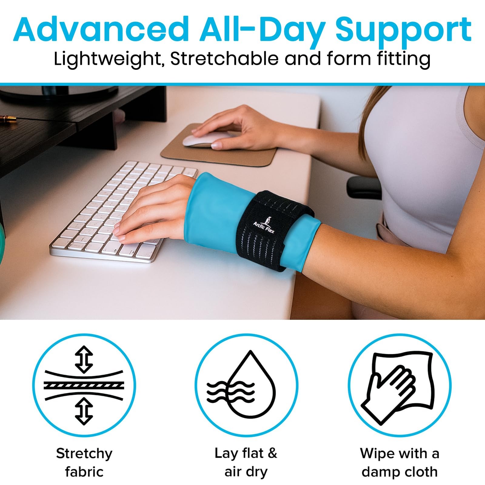 Arctic Flex Wrist & Thumb Ice Pack Wrap – Extra Strength Hot & Small, Blue