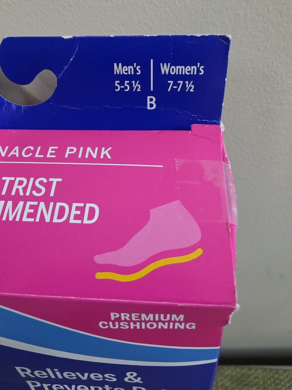 Powerstep Pinnacle Pink Orthotics Arch Support Inserts for Pain Relief Size B