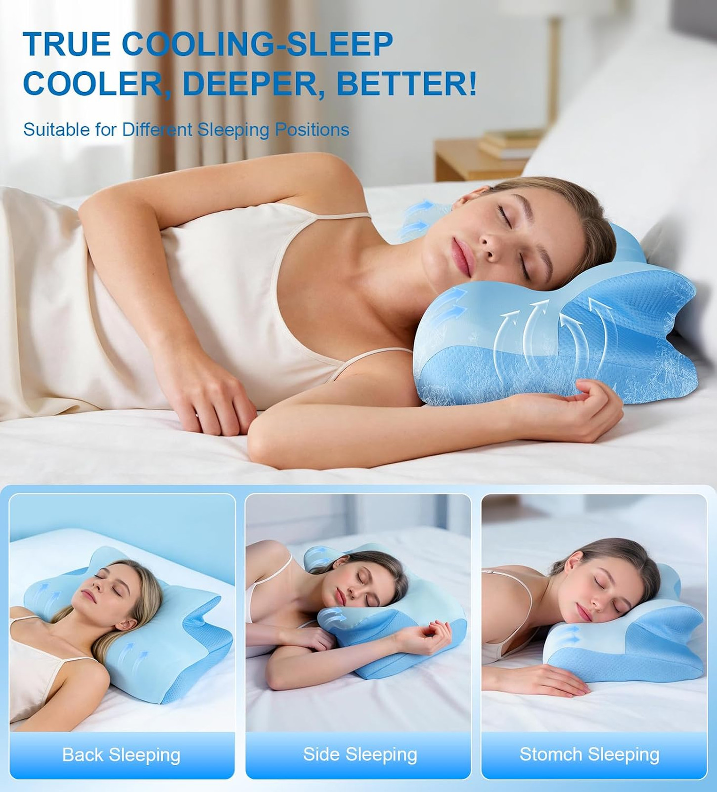 Cervical Pillow Support Memory Foam Contour Adjustable Neck Pillow for Side Back