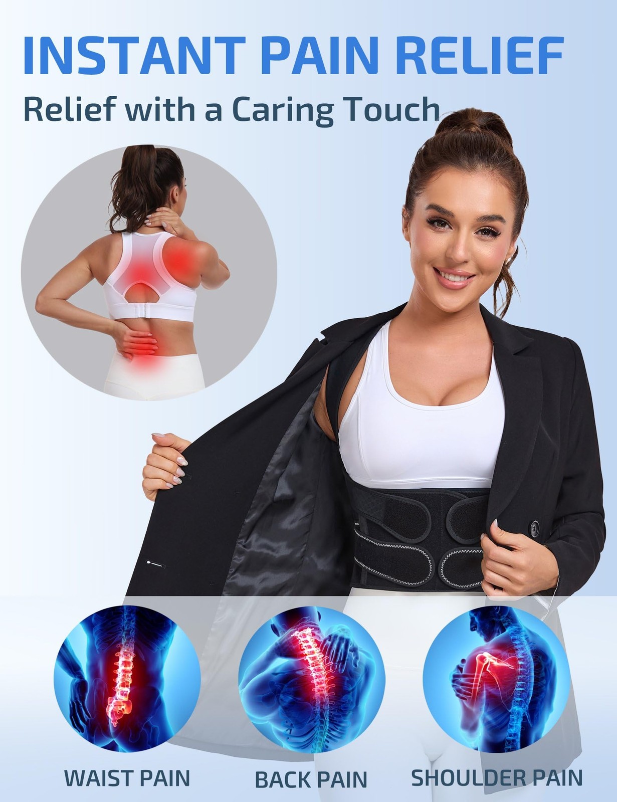 Enthra Posture Corrector for Women and Men with L (Waist 40”-46”), Black