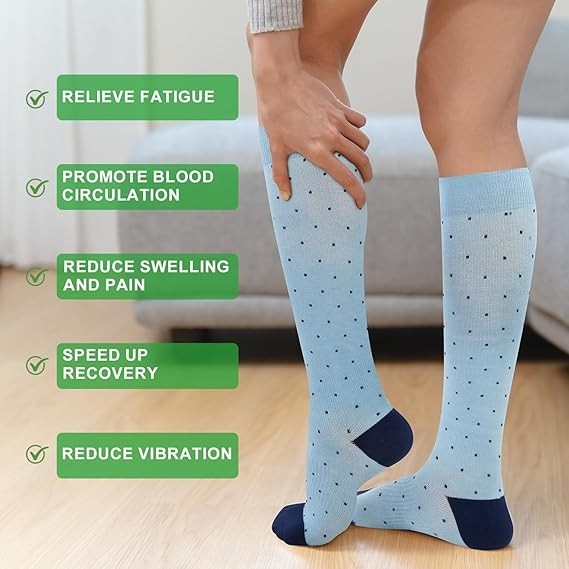 Plus Size Bamboo Compression Socks for Wide Calves 15-20 mmHg Knee High
