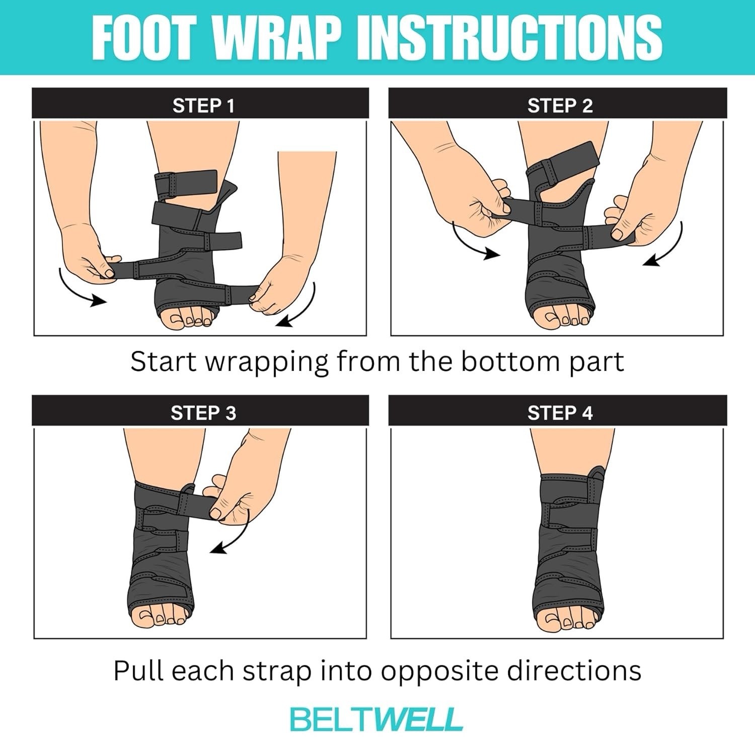 2PK Ankle & Foot Compression Wraps, Adjustable Lymphedema Support Braces L size