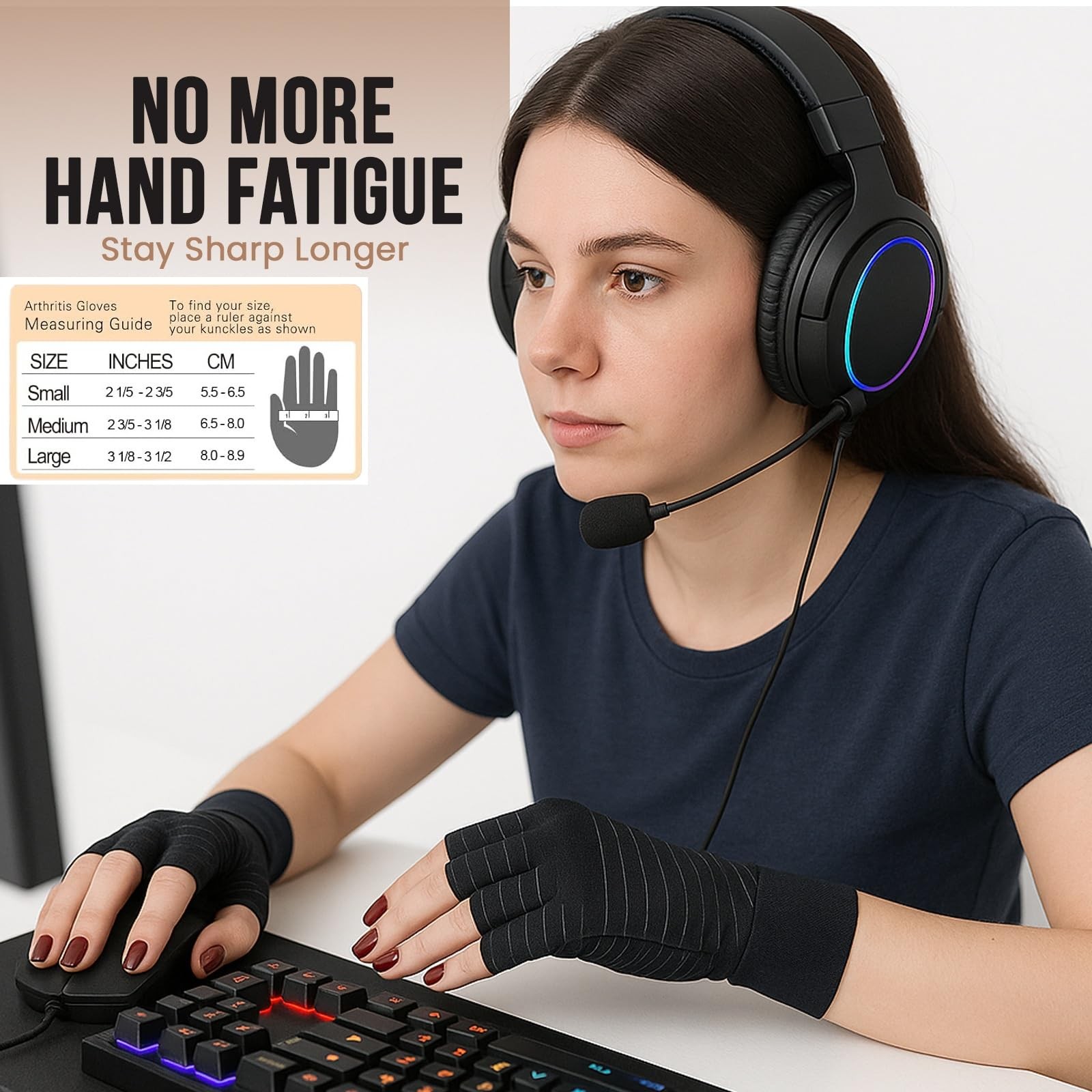 Luxadar UPDATED Fingerless Compression Gloves Women and Men, Post-Surgery, Co…