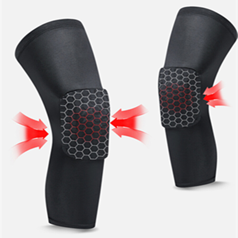 2pcs Black Compression Long Sleeve Support Leg Knee Pad Brace Sport Pain Guard