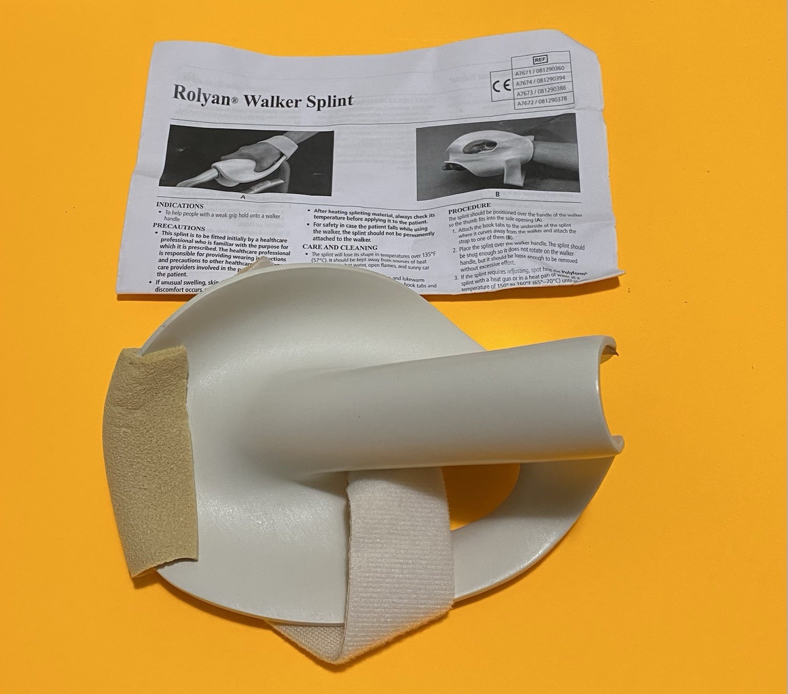 Large Rolyan Walker Splint for Right Hand, L/L Padded Assist for Elderly Users