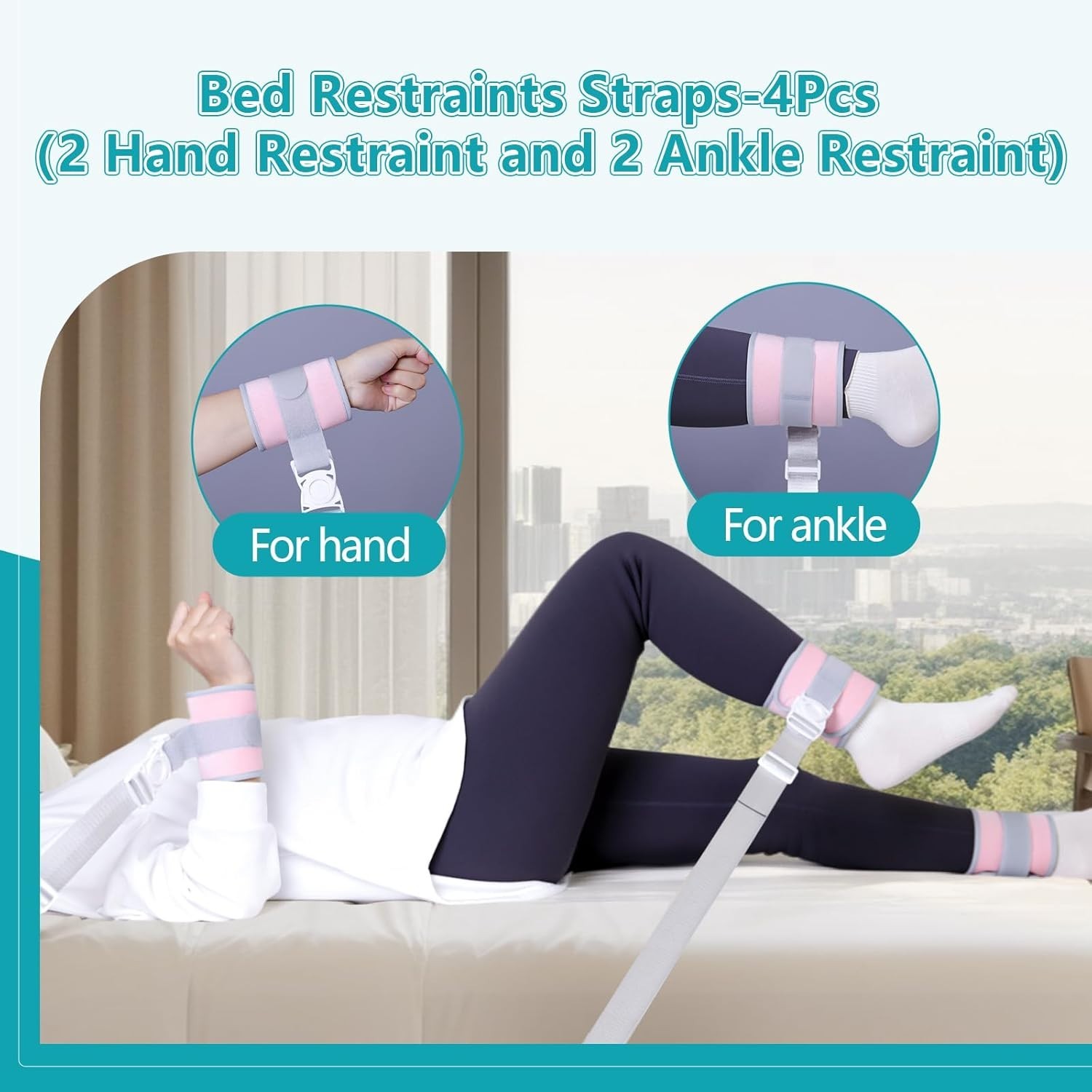 4 X edical restraints with quick-release buckles, hospital limb fixators