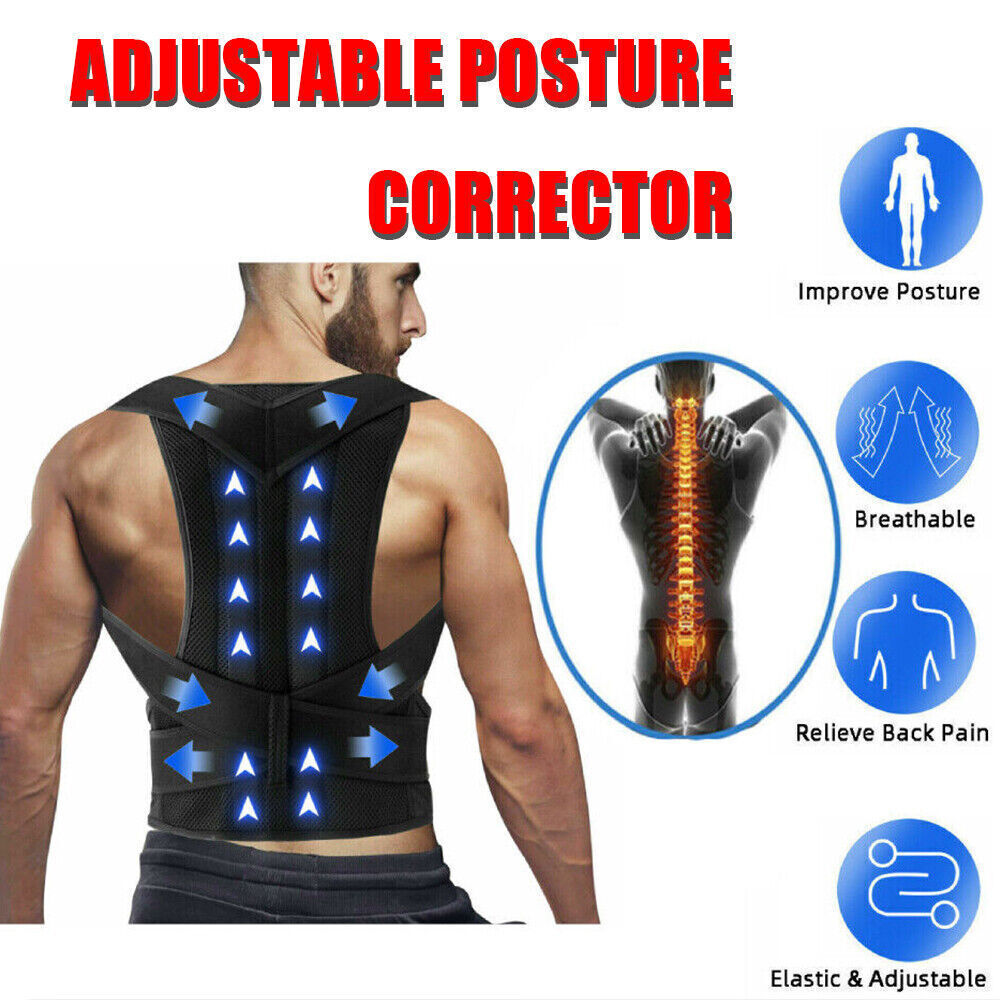Men Women Adjustable Posture Corrector Back Support Shoulder Brace Belt S-3XL