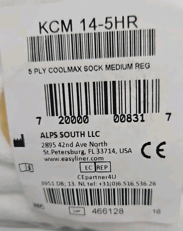 ALPS Prosthetic Sock – 5 Ply Coolmax Medium KCM 14-5HR Green Factory Sealed