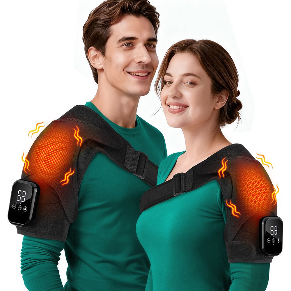 Cordless Portable Shoulder Heating Pad &Massager Heating Vibration Shoulder Wrap