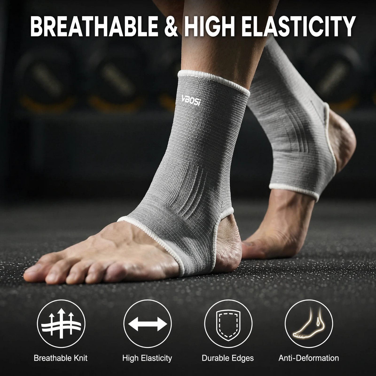 VBOSI Knitted Compression Ankle Support Brace Breathable Anti Sprain Protector