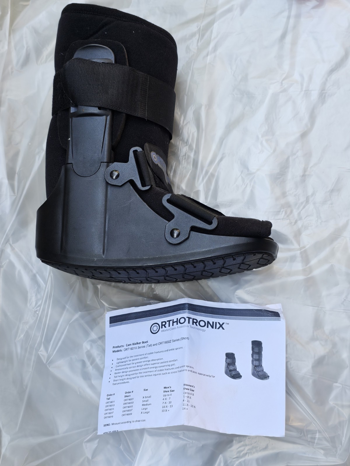 Orthotronix Cam Walker Boot Foot Brace Black Size S Small ORT1601X