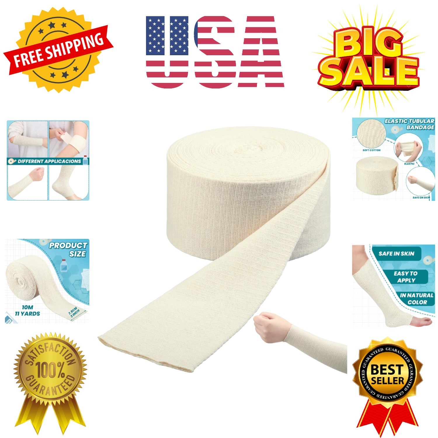 Cotton Tubular Stockinette Gauze Roll Tubular Arm Stocking Elastic Leg Stocki…