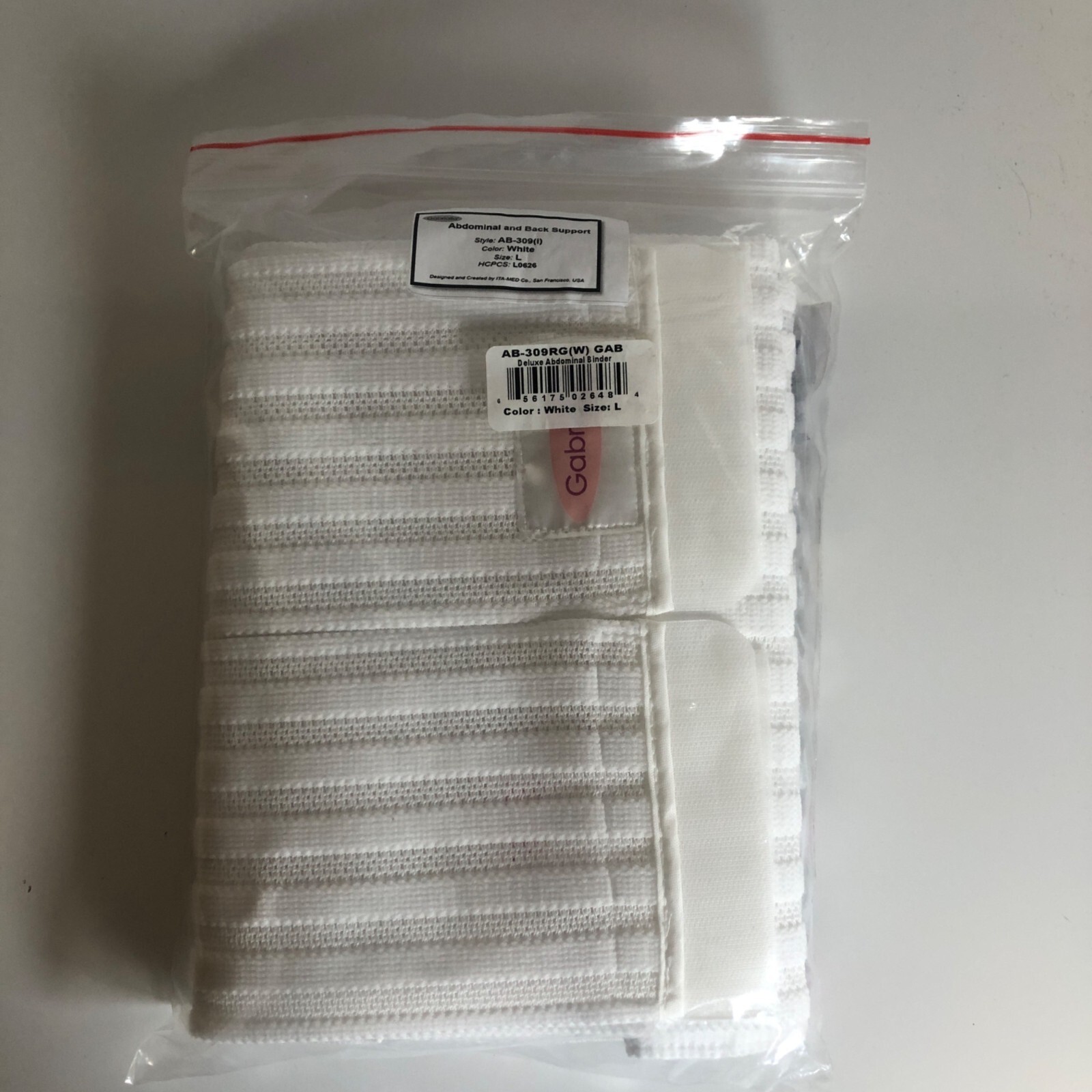 Gabrialla Abdominal and Back Support Binder Size Large 9in White Slimming NEW