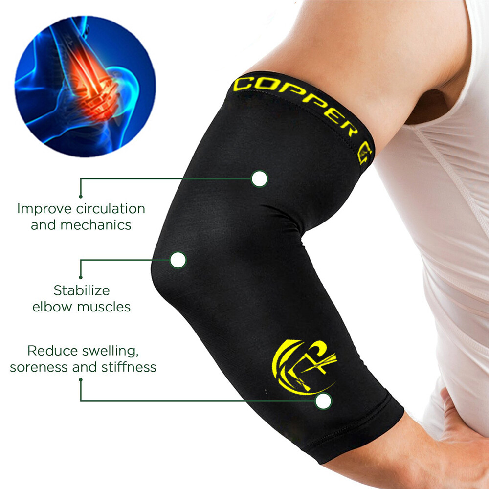 Copper Elbow Support Brace Arm Compression Sleeve Tennis Arthritis Joint Pain US