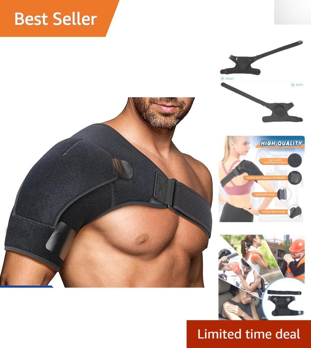 Comfortable Adjustable Shoulder Support – Pain Relief for Active Adults