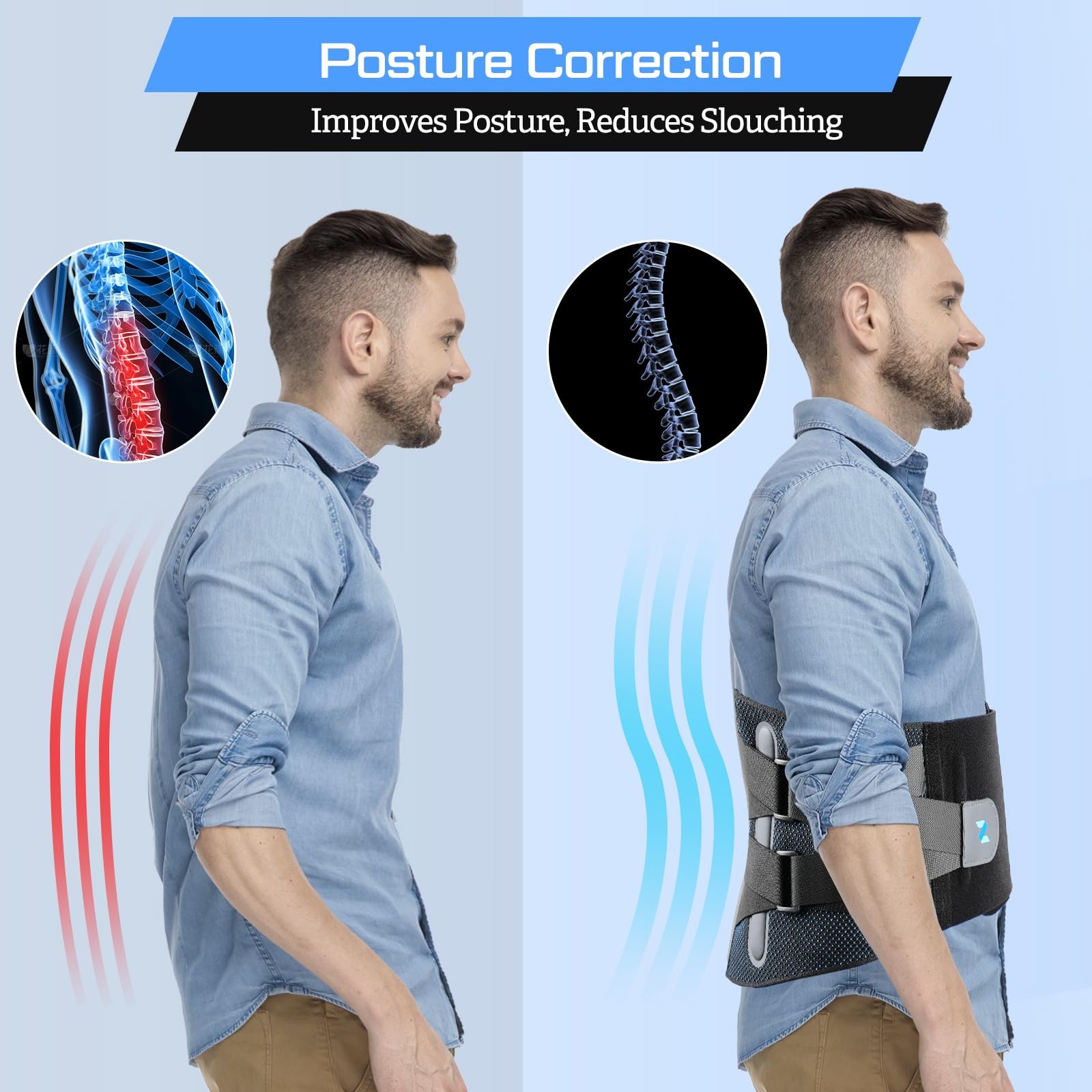 Lower Back Brace for Pain Relief Medical Grade Lumbar Support Belt Large