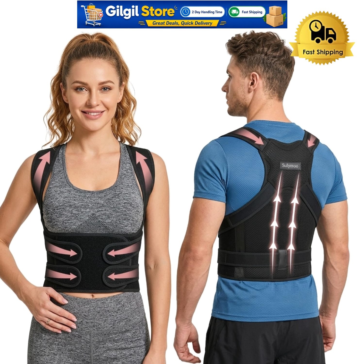 Versatile Posture Corrector with Flexible Support for Neck and Back Pain Relief