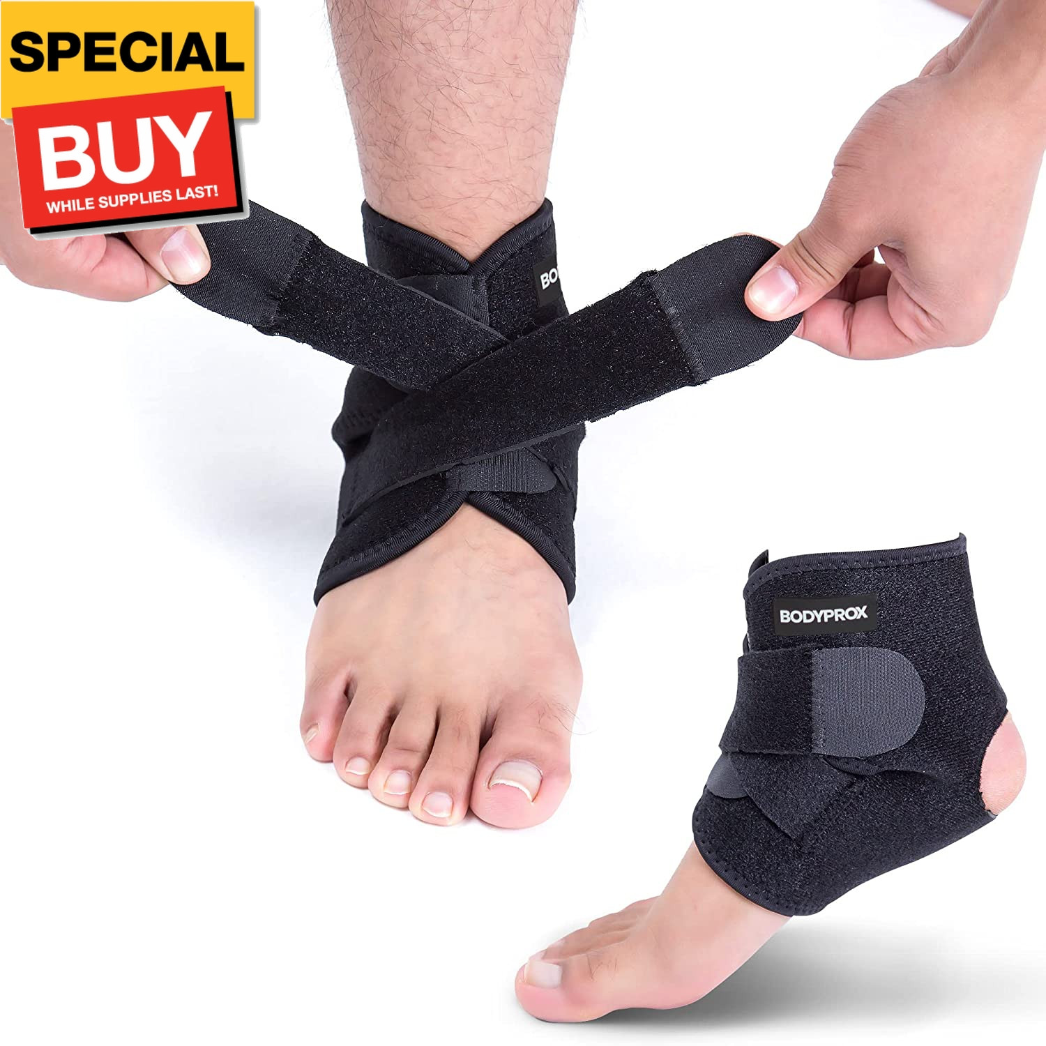 Ankle Support Brace, Breathable Neoprene Sleeve, Adjustable Wrap! (1 Pack)