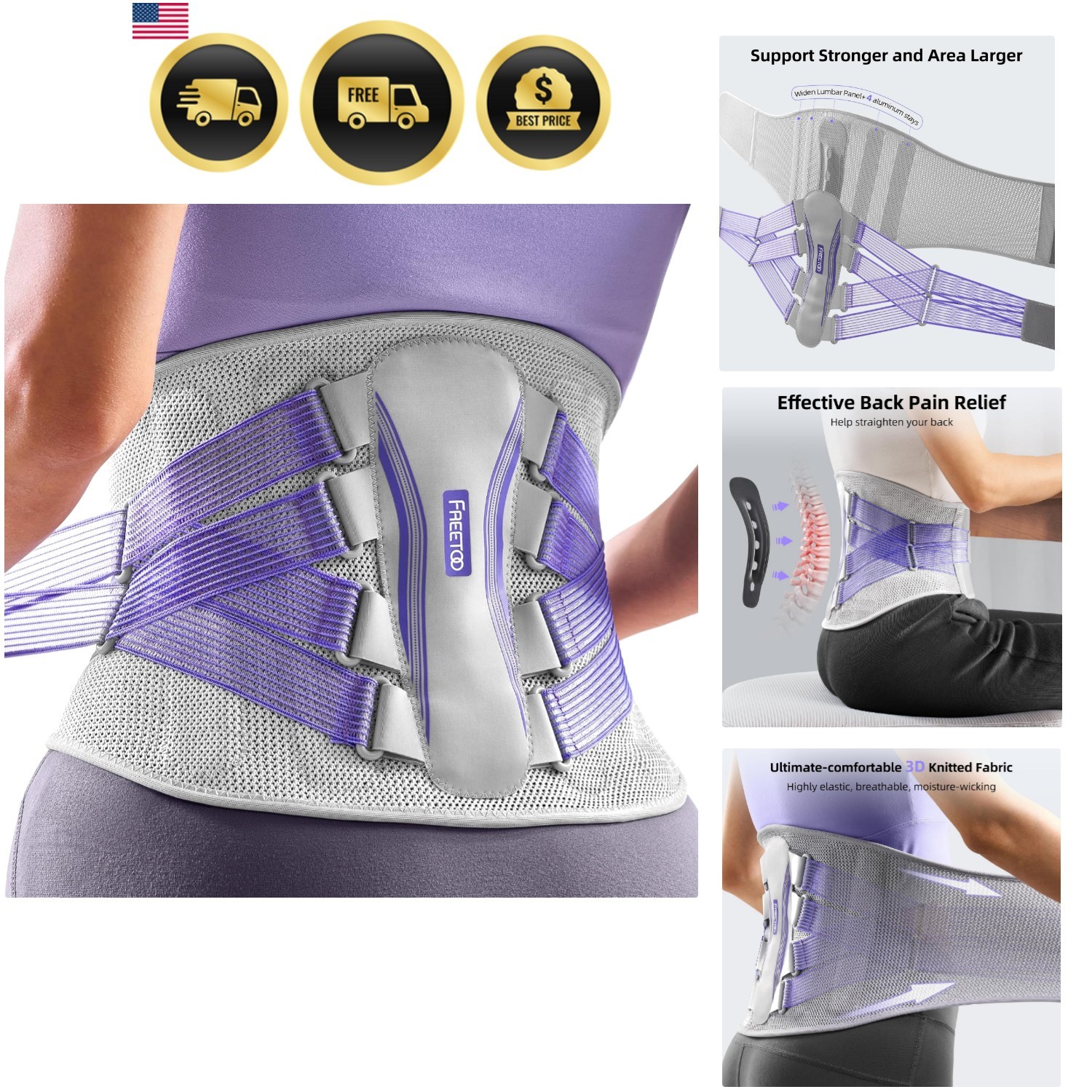 Back Brace for Lower Back Pain Women with Bionic Support System, Adjustable K…