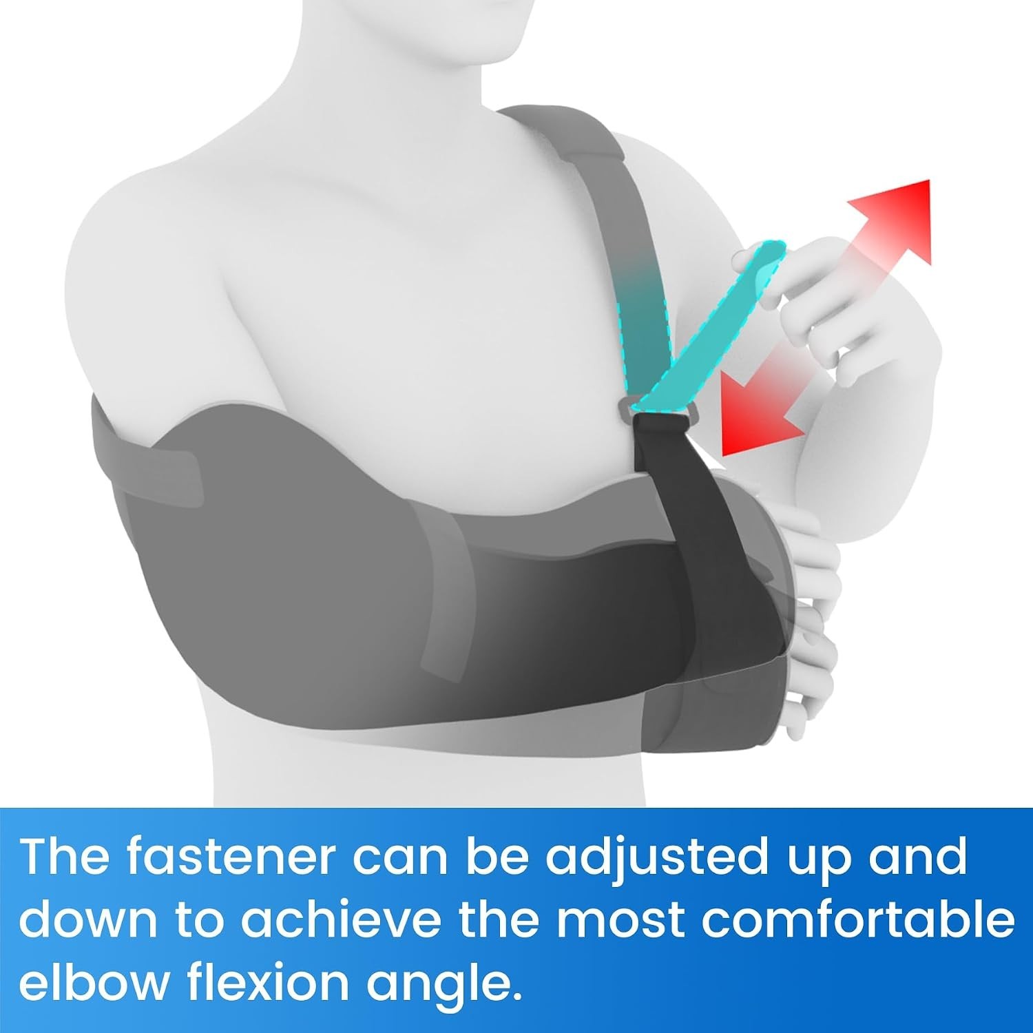 Adjustable and Comfortable Arm Sling for Rotator Cuff & Elbow Post-Surgery, Blue