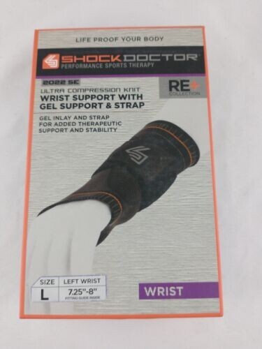 Wrist Support Brace Carpal Tunnel Compression Comfort Gel & Strap L Left RE+