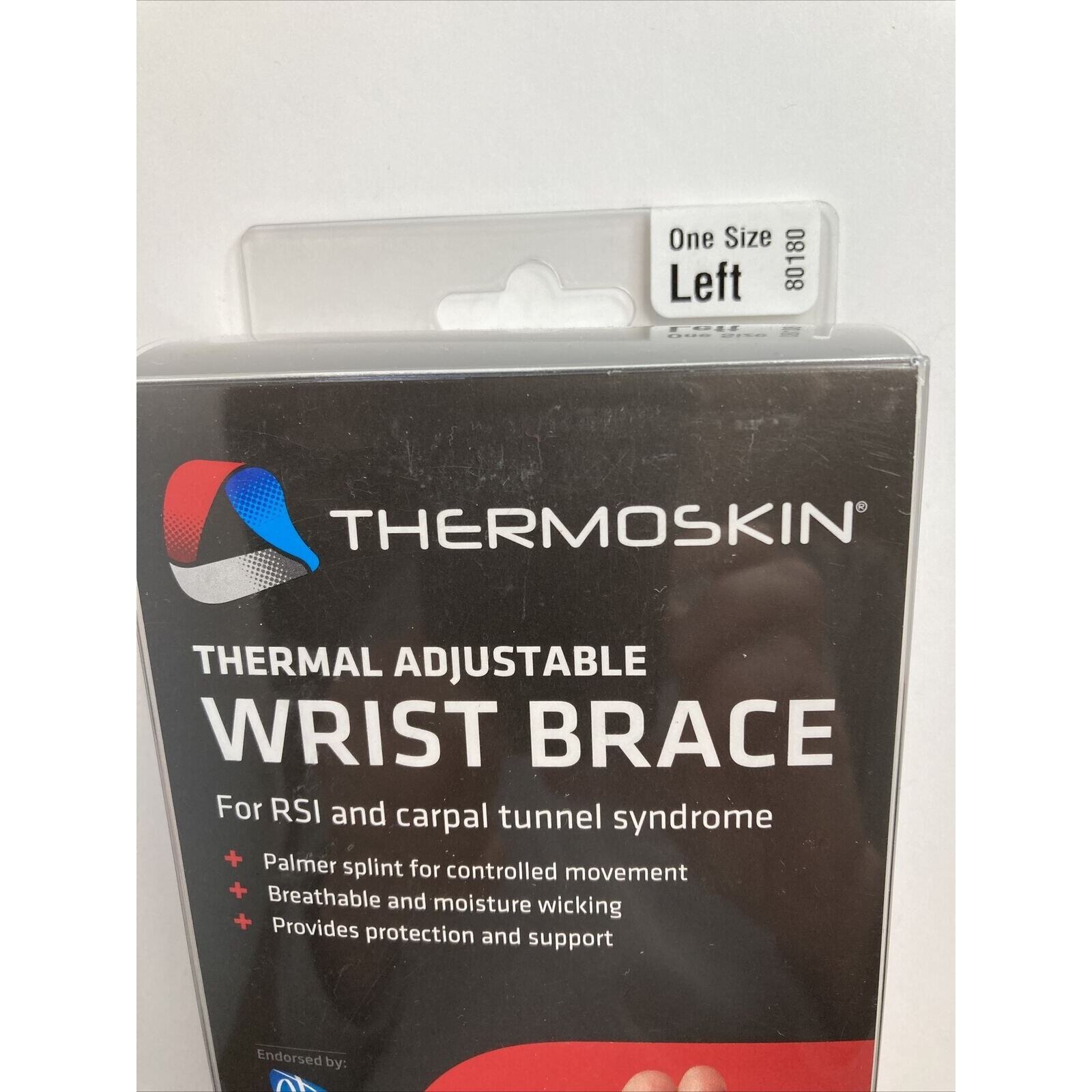 Thermoskin Thermal Adjustable Left Wrist Brace Black One Size Fits Most