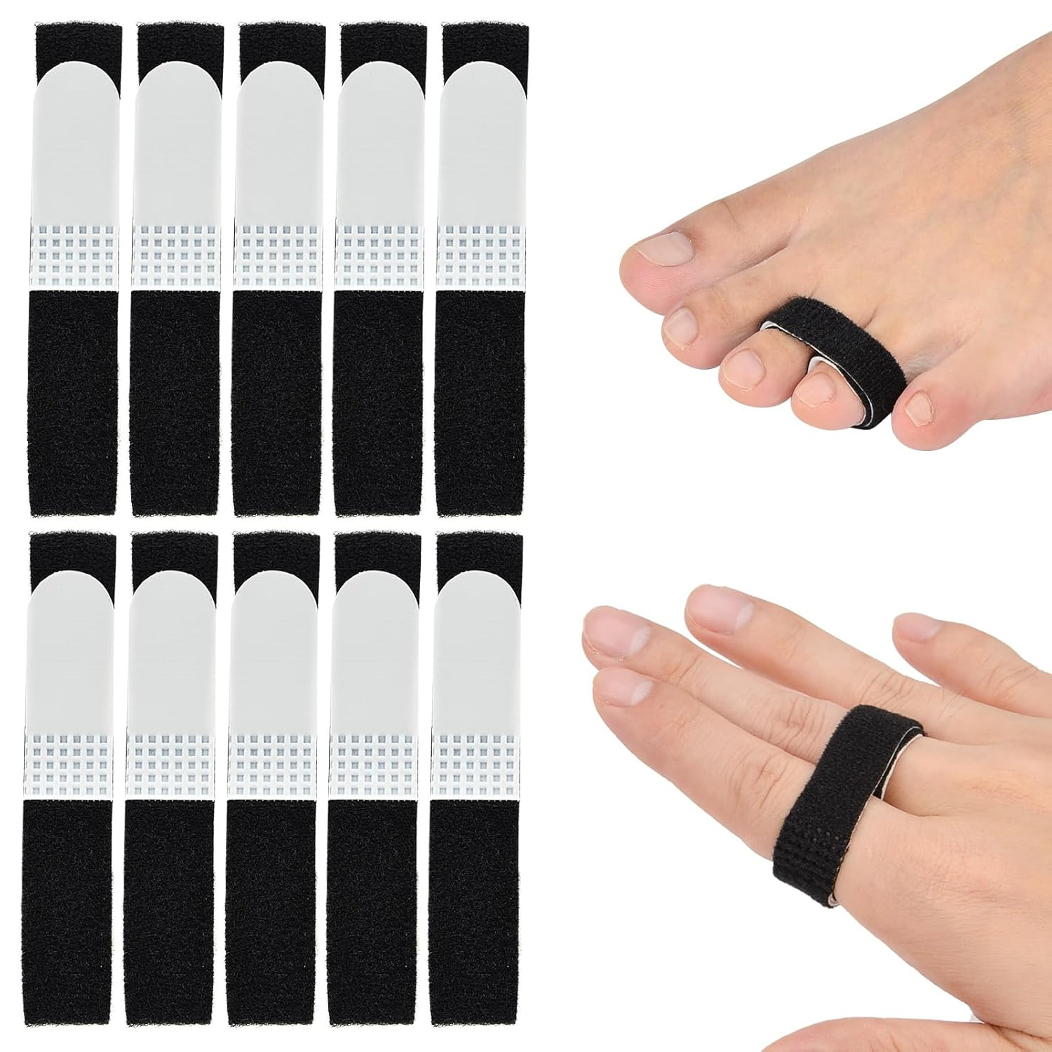Pack de 10 férulas para dedos lavables y reutilizables (negro)