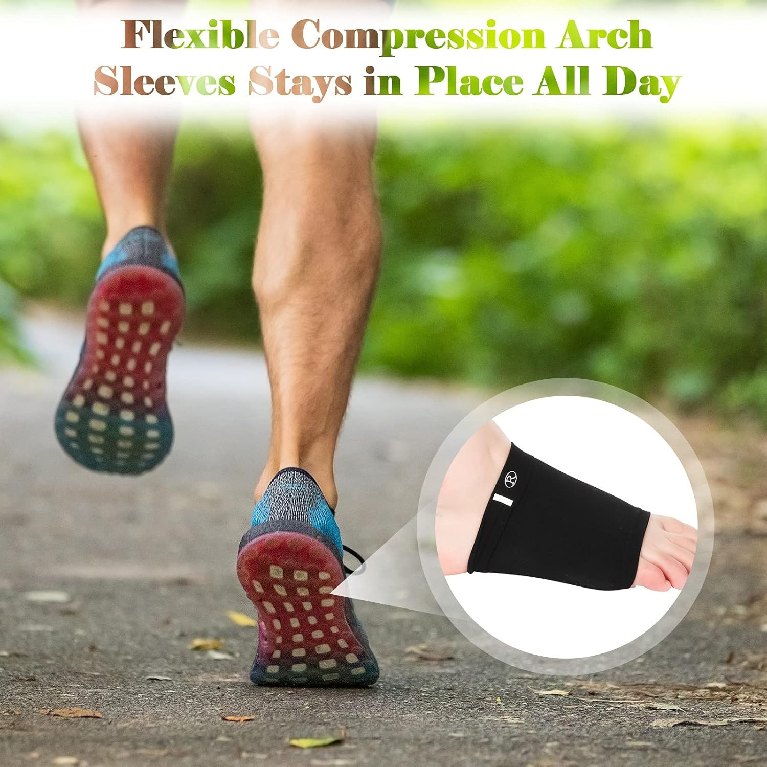 4 Pairs Compression Arch Support Sleeves with Gel Pad inside Metatarsal Compress