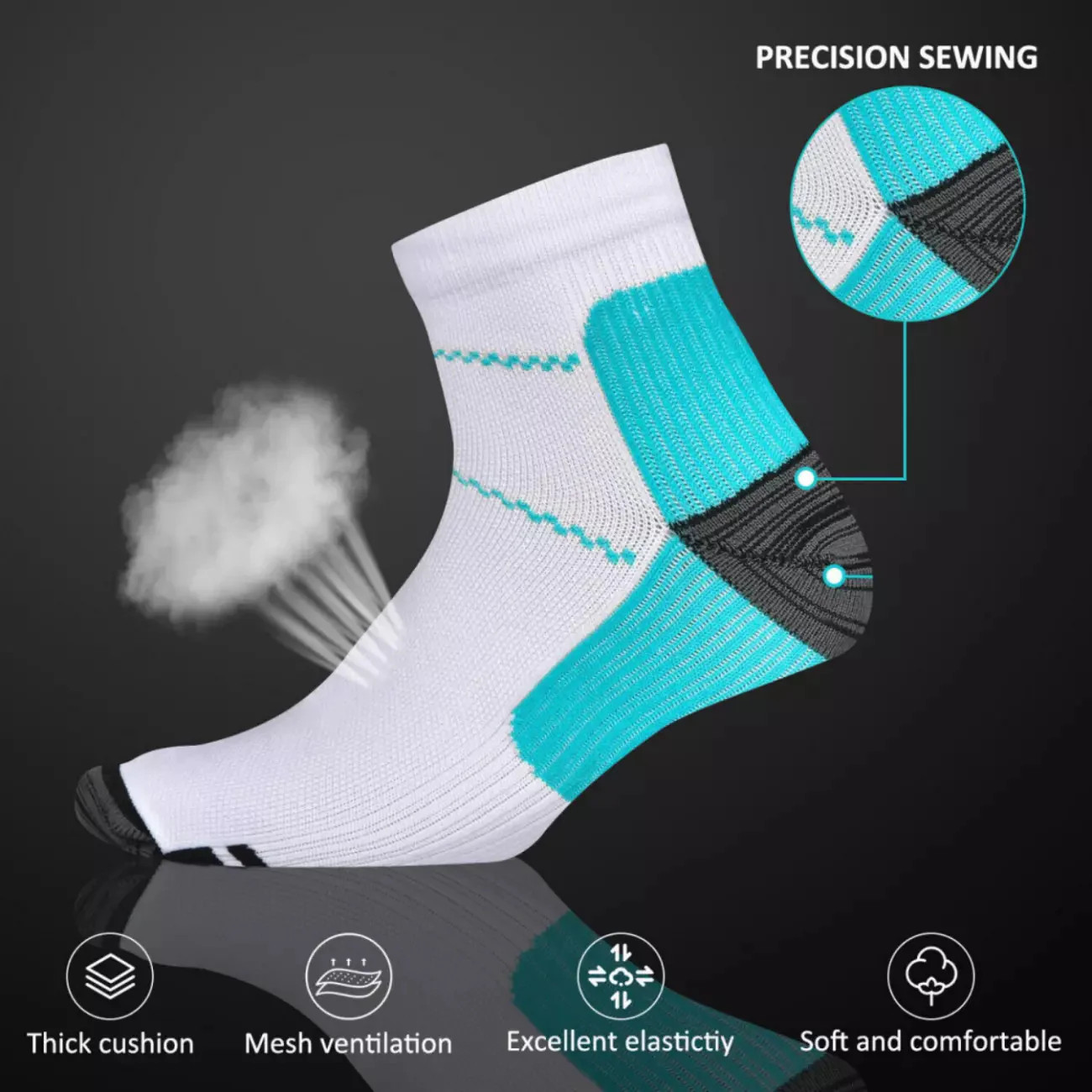 Compression Socks for Plantar Fasciitis Support – 1 to 5 Pairs for Men & Women