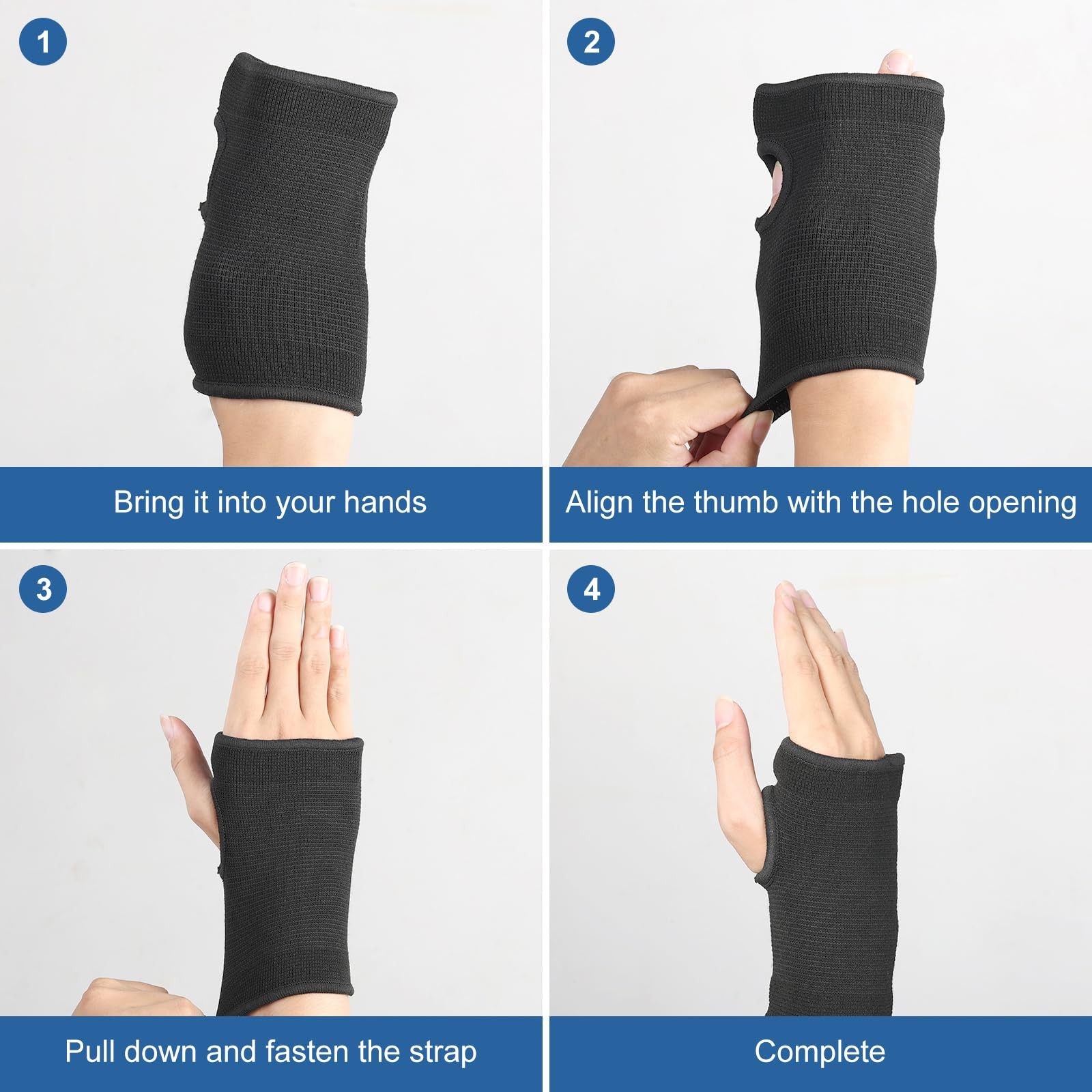 JUSDIQIR Palm Brace Wrist Support Sleeves (1 Pair), Everyday One Size, Black