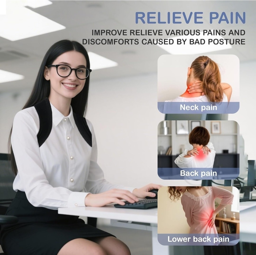 [5 Pack] Posture Corrector – Adjustable Upper Back Brace Straightener