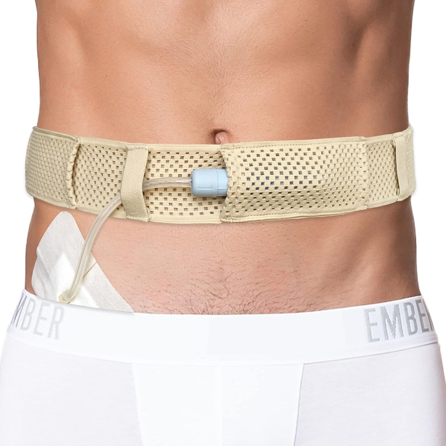 PD Dialysis Catheter Belt Mesh Soft Holder for J Tube Peg Feeding – Beige New