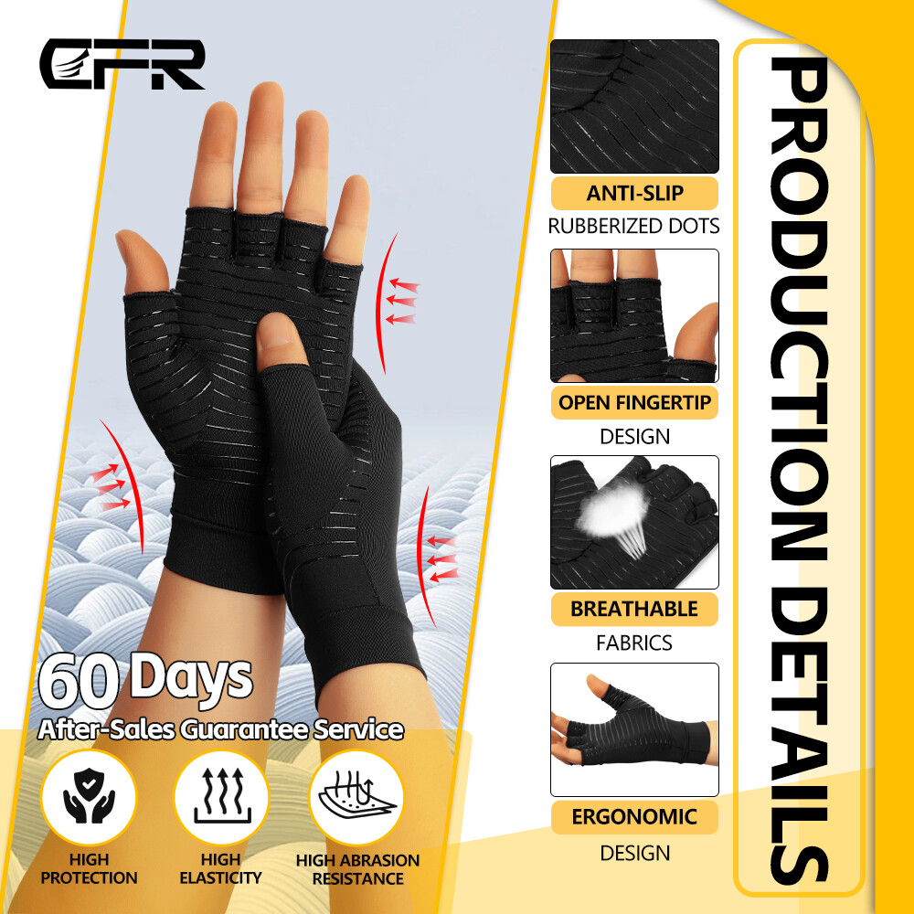 Copper Arthritis Compression Gloves Hand Support Pain Relief Joint Self Care