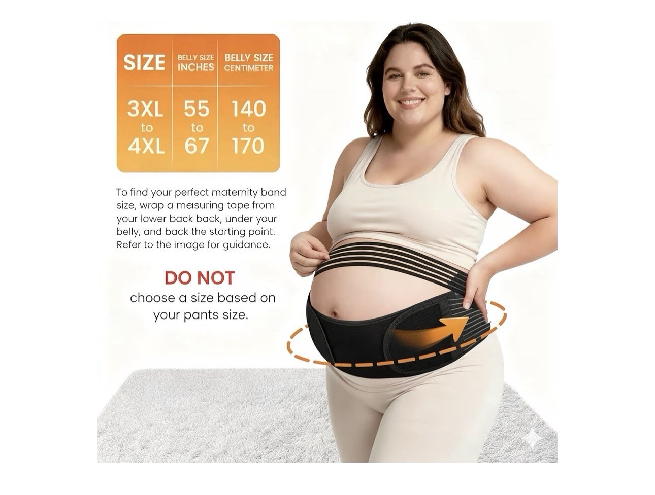 Adjustable Maternity Abdominal & Back Support Belt Black 3XL-4XL