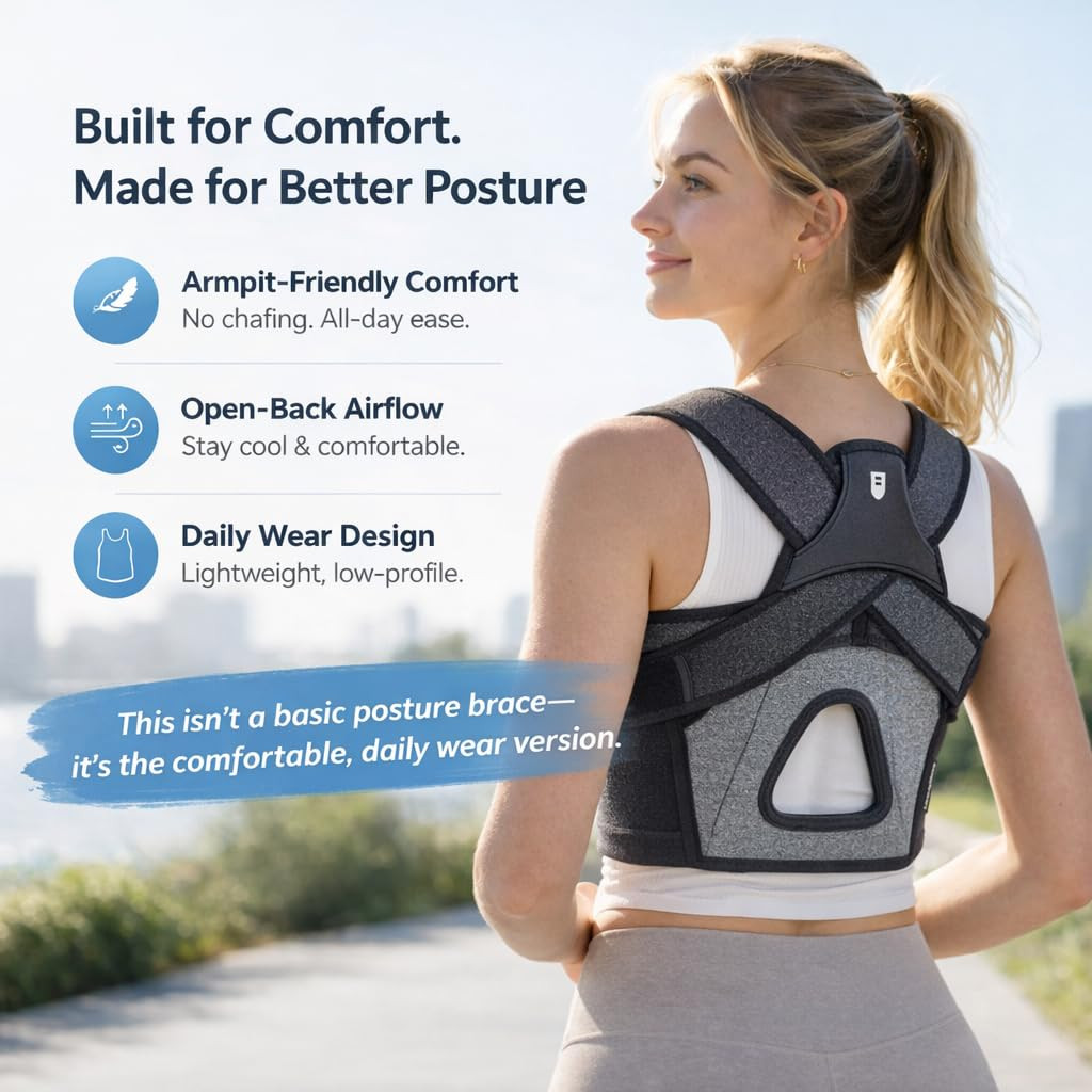 Posture Corrector for Women, Adjustable Upper-Back Brace for Shoulder & Upper-Ba
