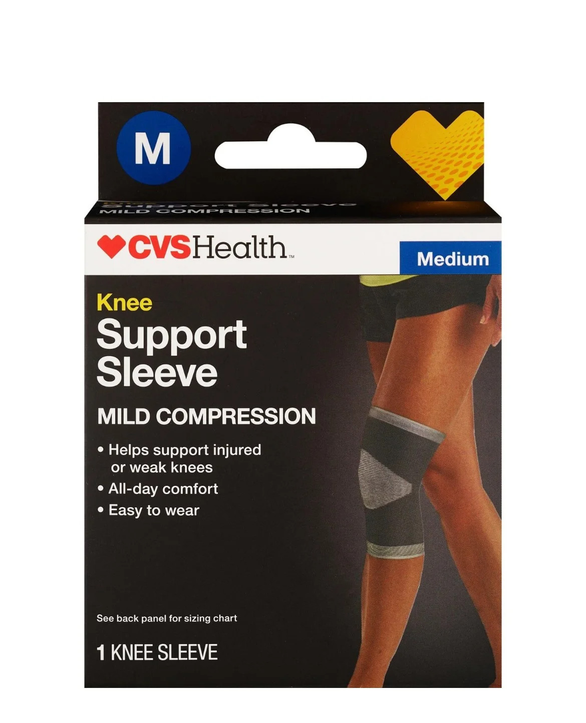 CVS Health Knee Support Sleeve Compression Joint Stability Medium Size New