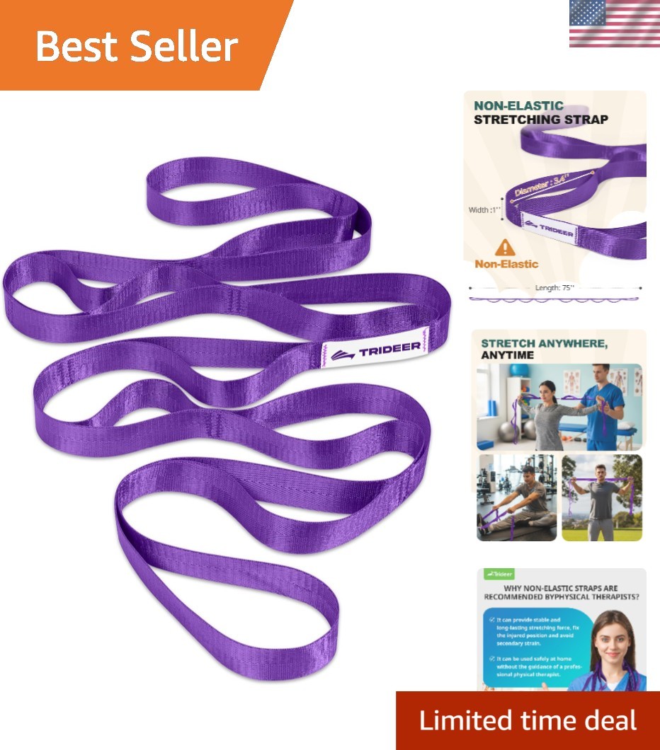 Versatile 75-Inch Stretching Strap with Loops for Effective Rehab & Yoga Use