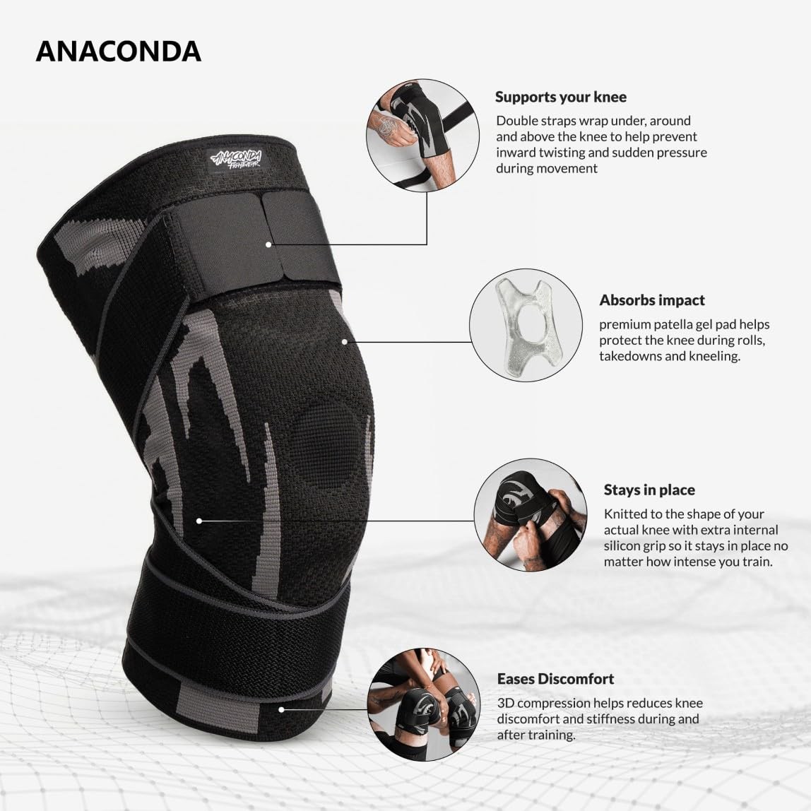 Fightwear Knee Brace for Men and Women – Adjustable Knee Compression Sleeve w…