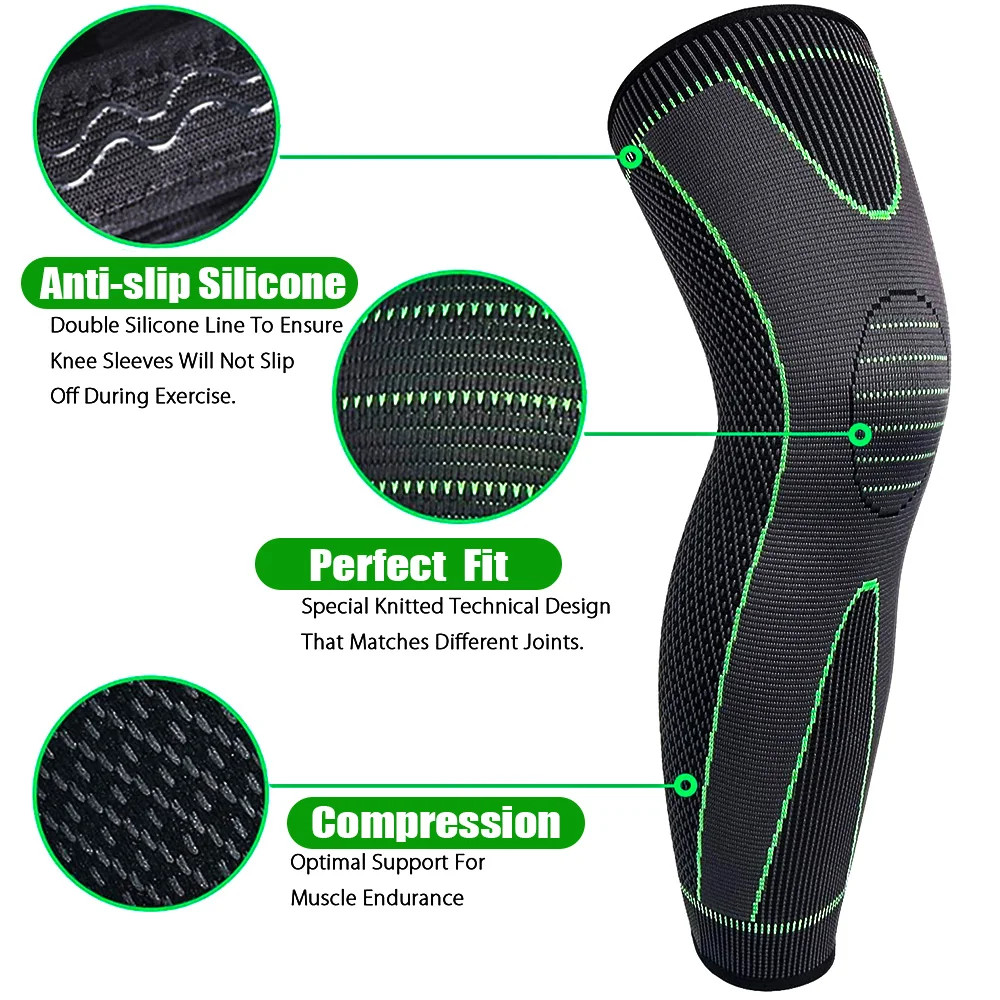 1Pair Sport Knee Support Brace Compression Long Full Legs Sleeve Arthritis Runni