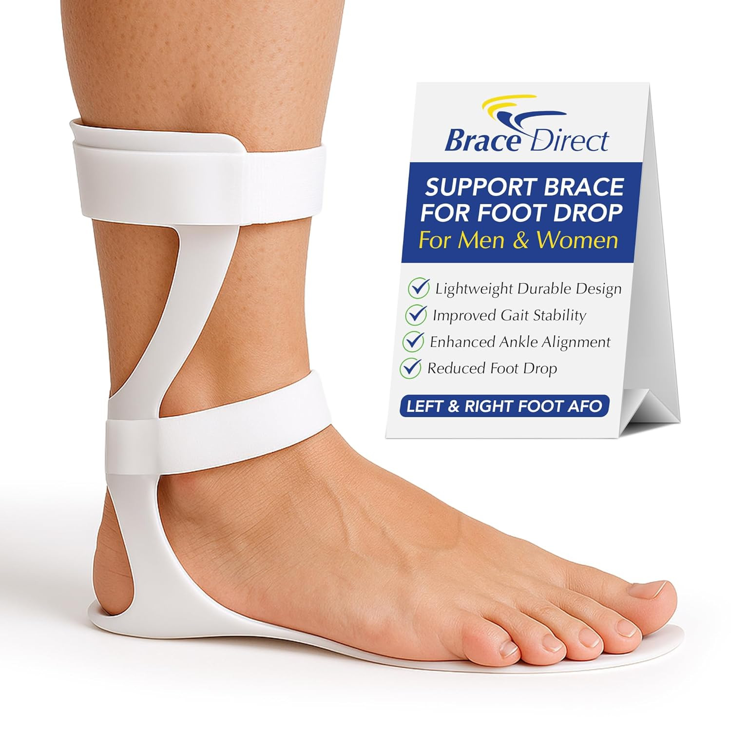 Lightweight Semi-Rigid AFO for Foot Drop – Trimmable Fit (Men’s Right)