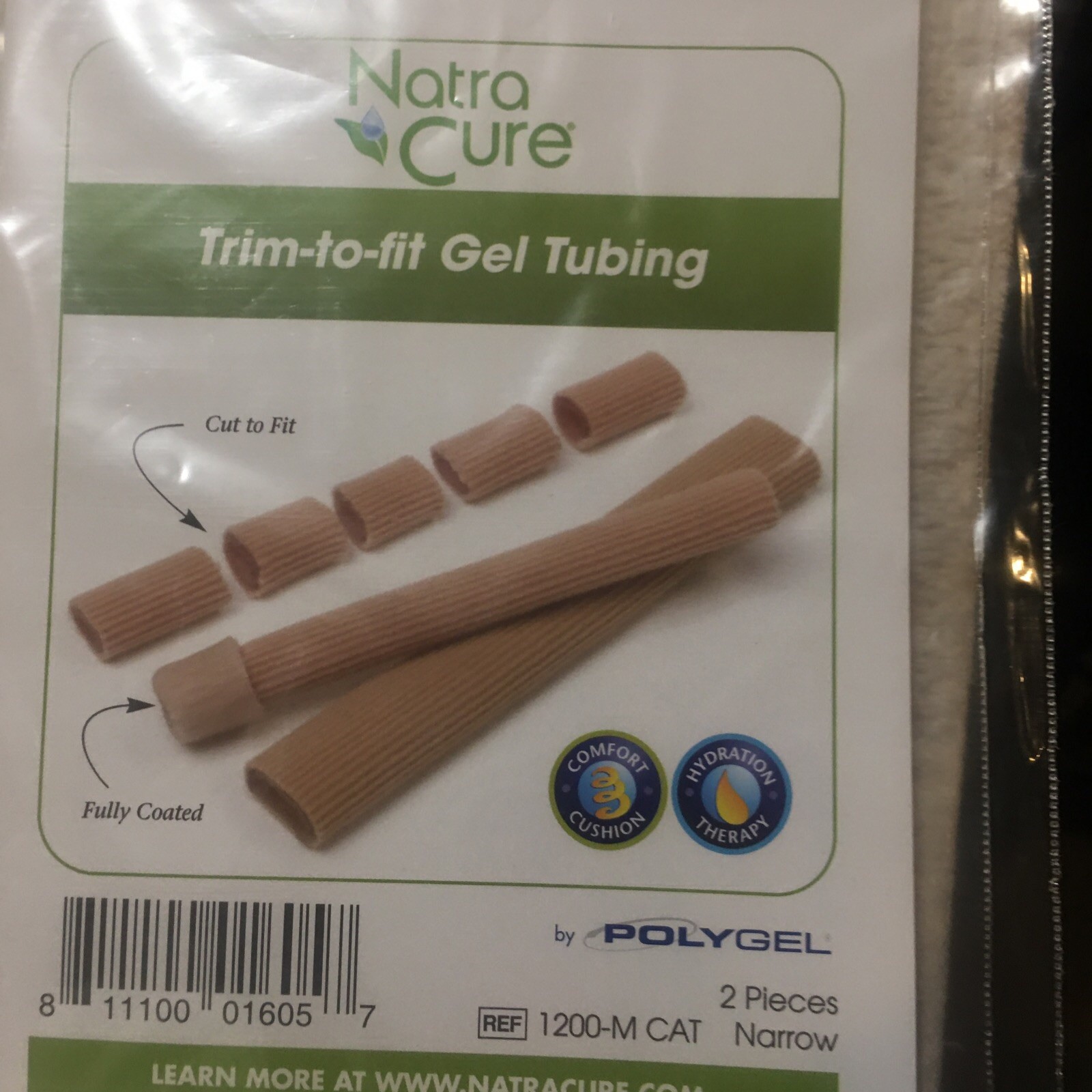 NatraCure Trim-to-Fit Gel Tubing absorbs pressure & friction help ease Pain