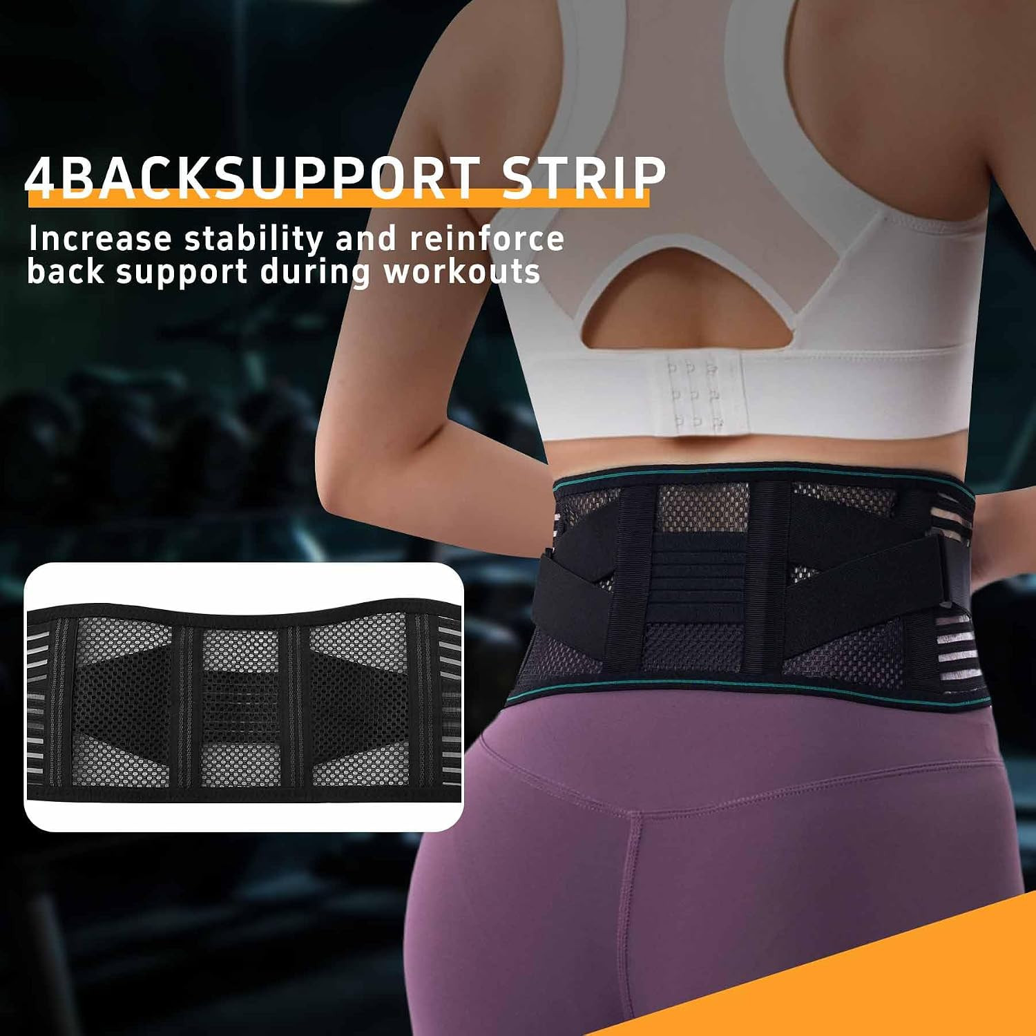 Lower Back Brace for Men and Women, Adjustable Lumbar Support Belt with Breathab