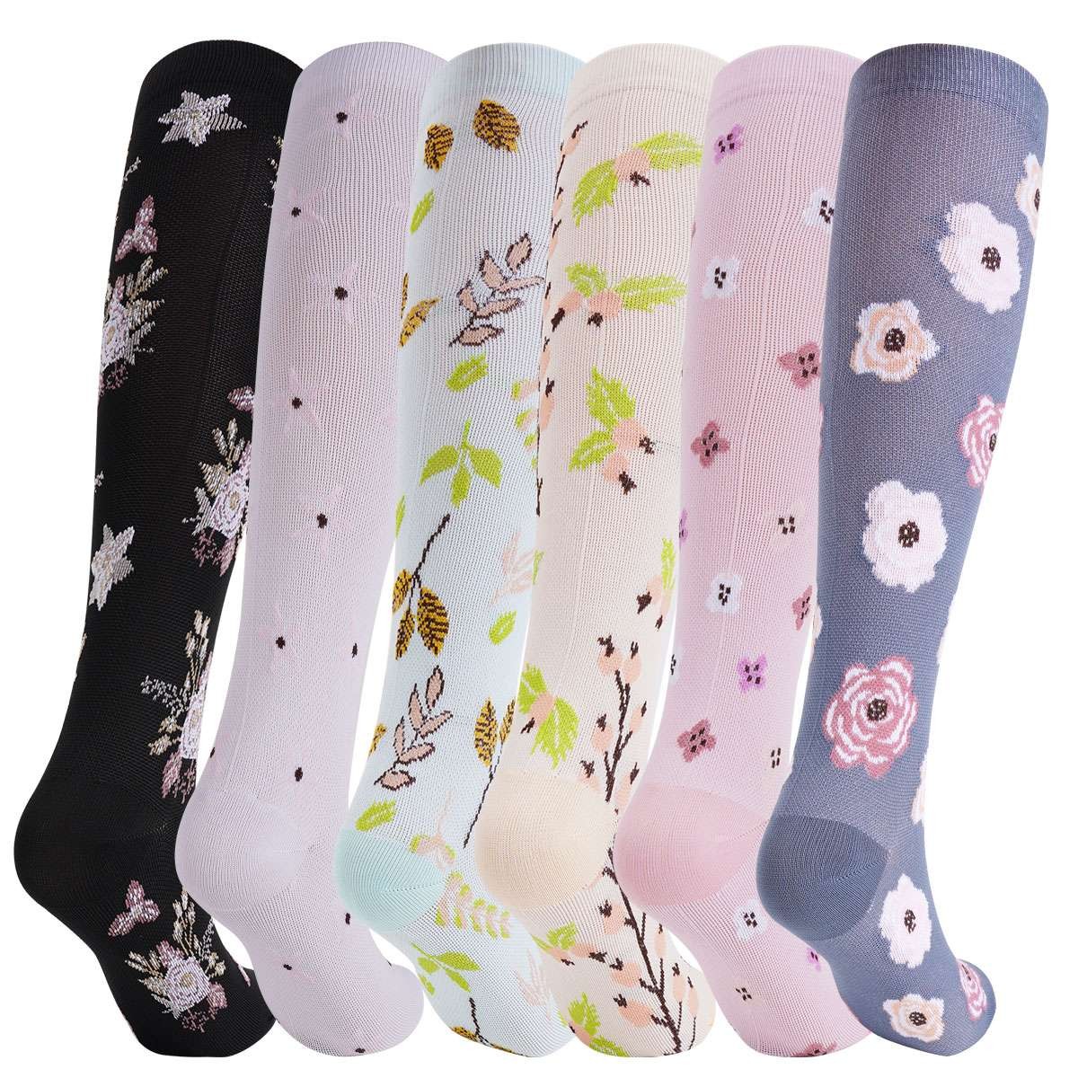 6Pairs Compression Socks Stocking Women Men Knee High Graduated Support S/M-L/XL