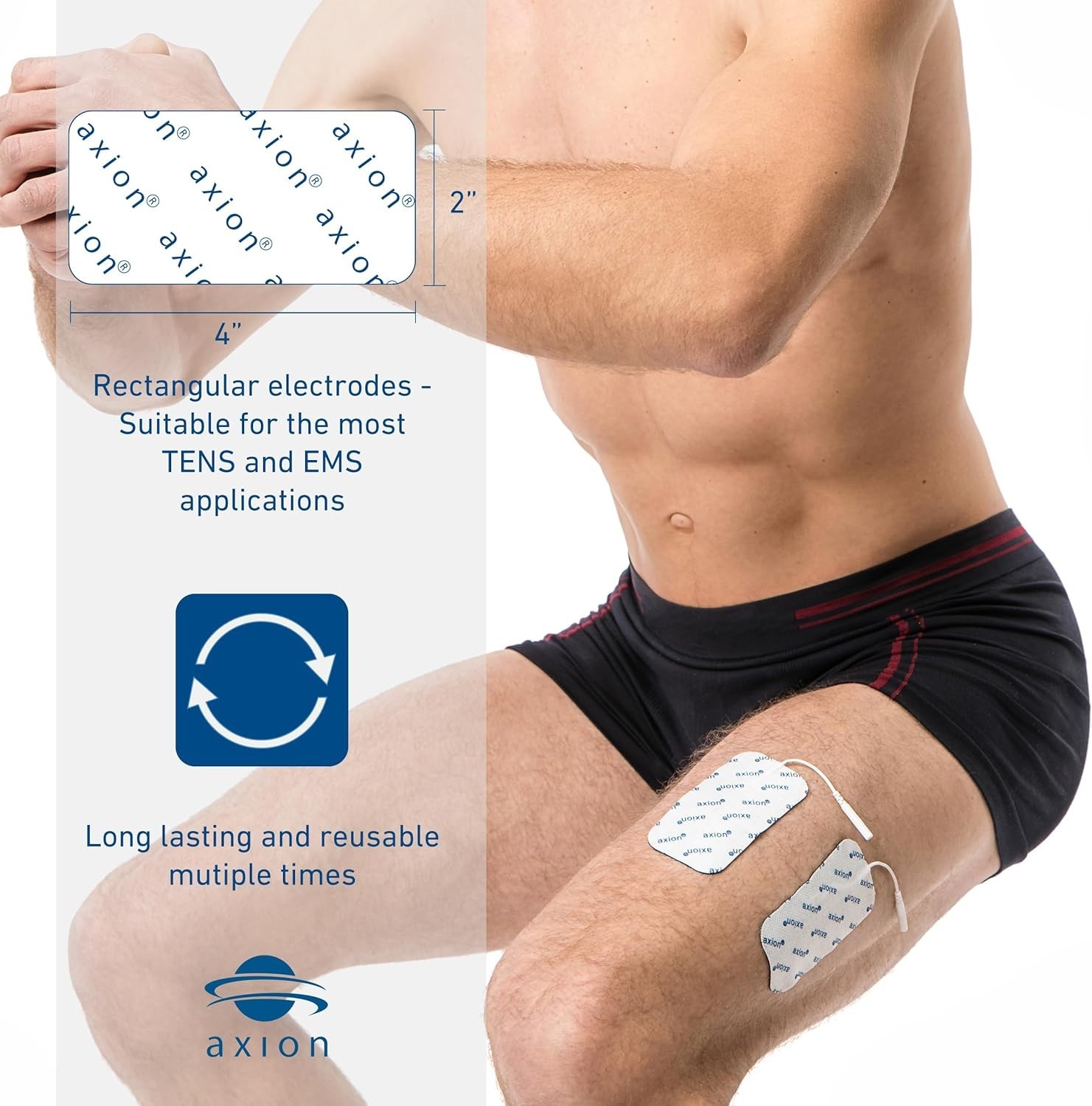 16 Large TENS Unit Electrode Pads 4×2” – Pads with 2mm Pin Connector Lead Wi…
