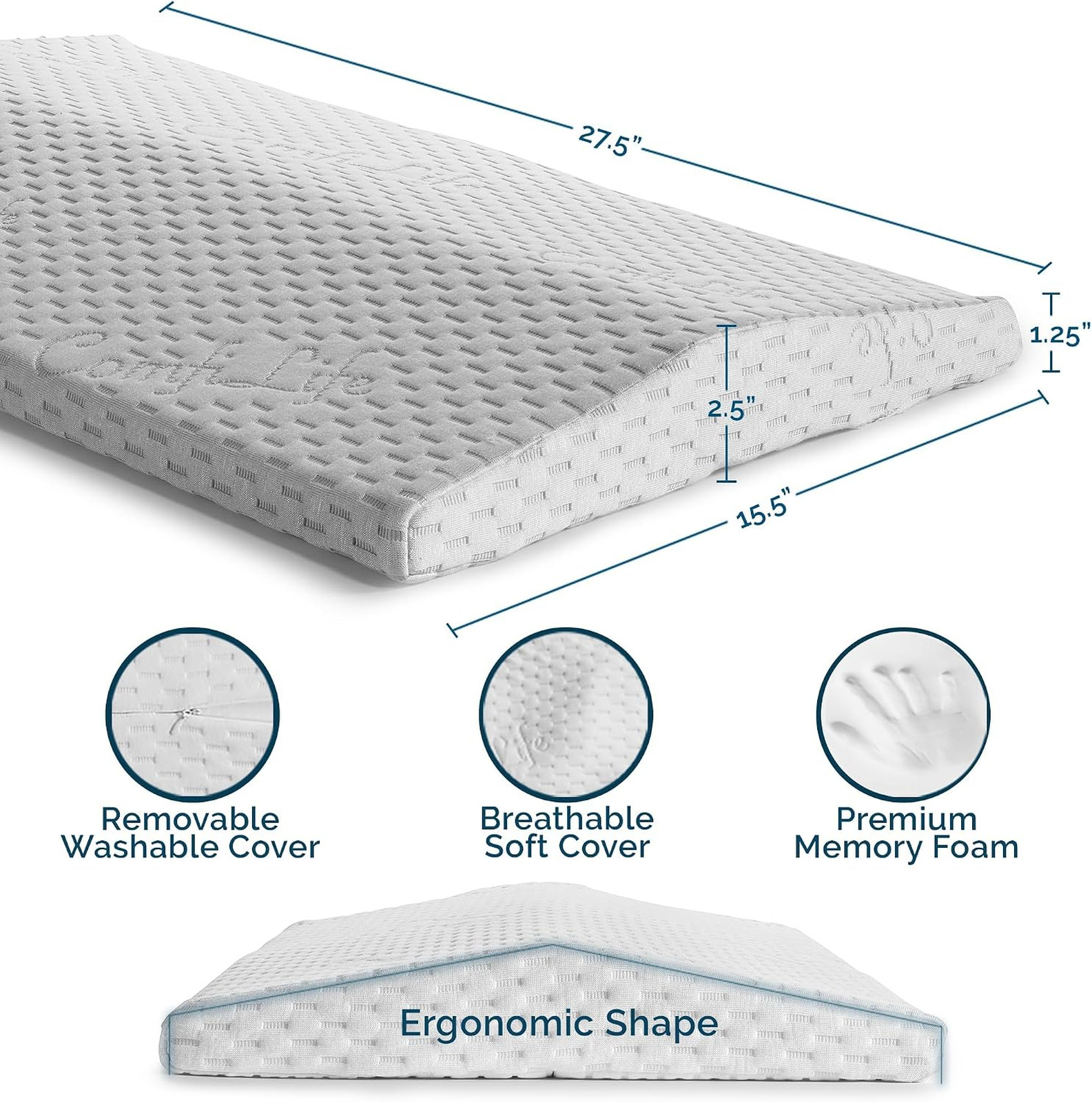 Lumbar Support Pillow for Sleeping Memory Foam for Back Pain Relief Side Back